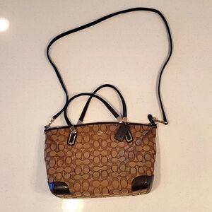 Coach Signature Canvas and Leather Shoulder Bag short strap or long strap